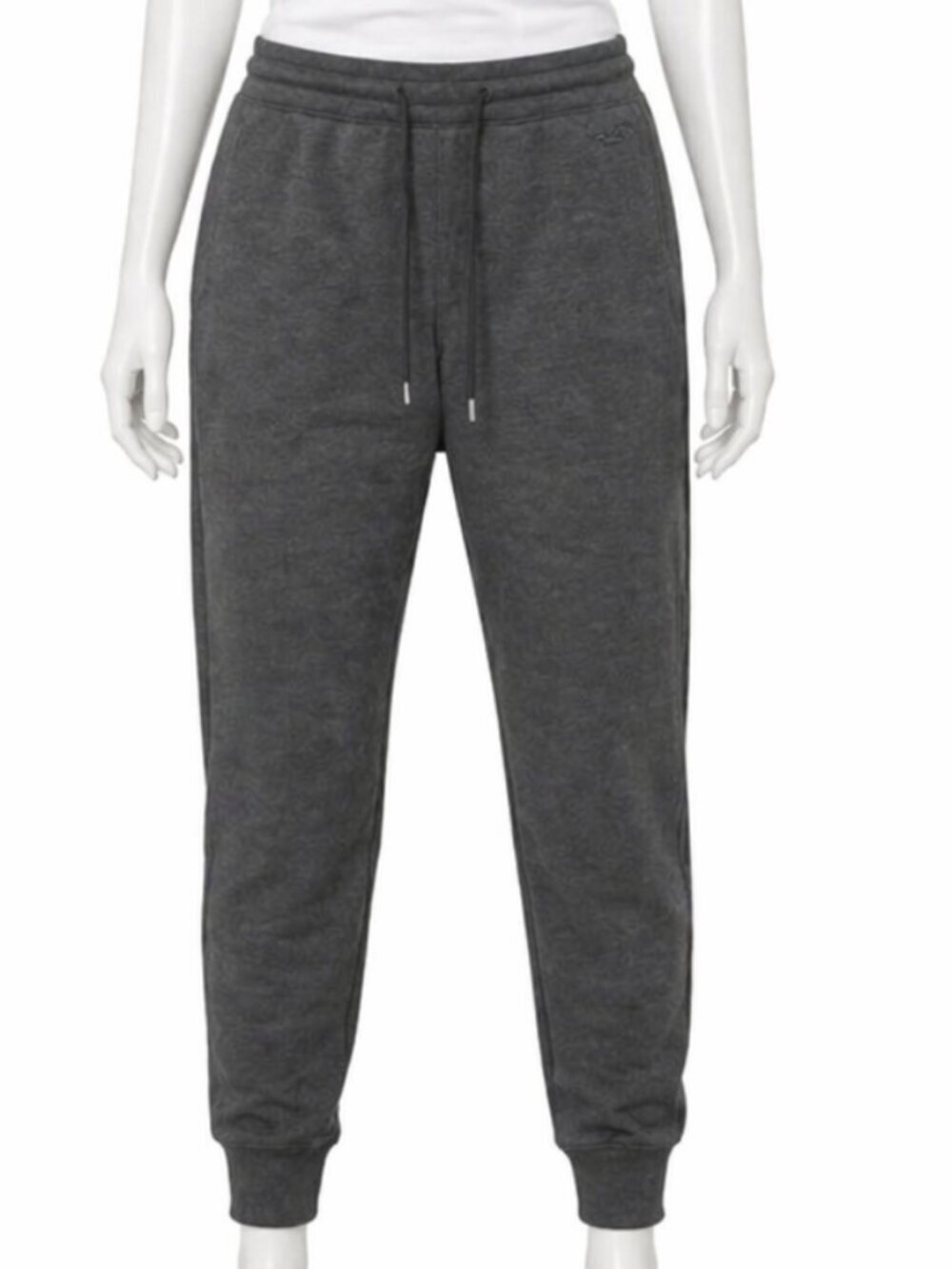 Hollister Womens Jogger Pants Small Dark Gray Fleece Drawstring Seagull Logo